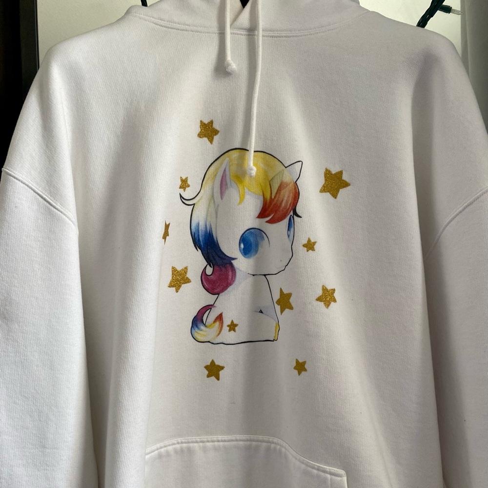 Vetements Heartbreaker Unicorn Graphic Cotton Blend Hoodie